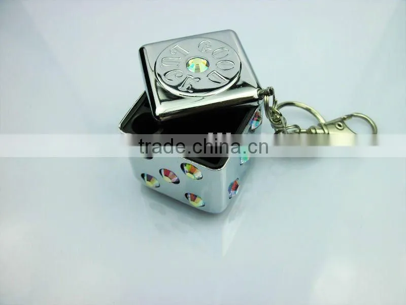 Mini Ashtray Square Pocket Rhinestone Ashtray with Keyring High Quality Ashtray
