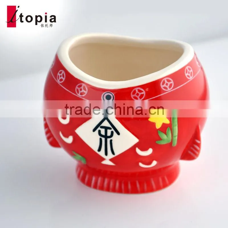 Red happiness and wholesale fish shaped fruit mug ceramic cup