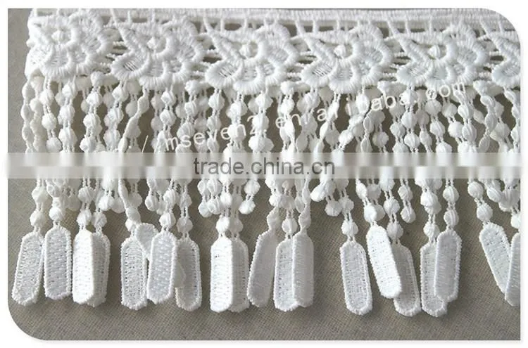 Beautiful design 9cm width polyetser crochet tassel fringe for dresses wholesale