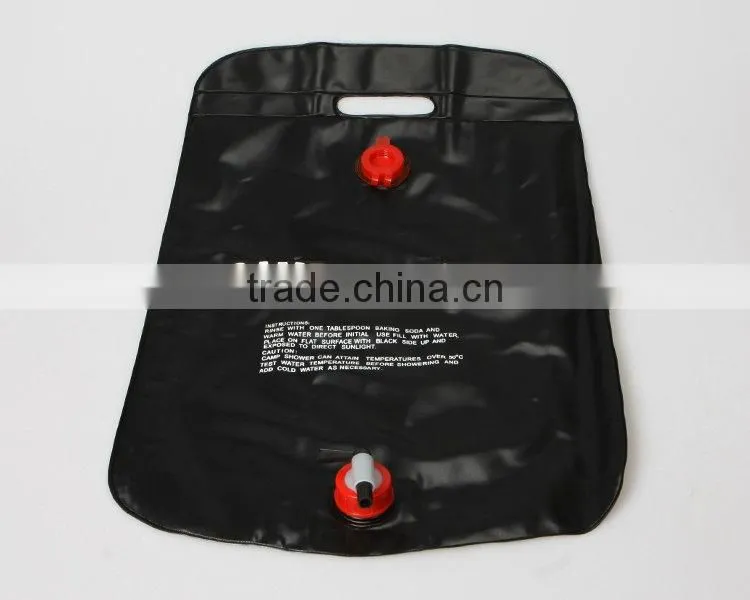 Outdoor black solar heating camp shower bag