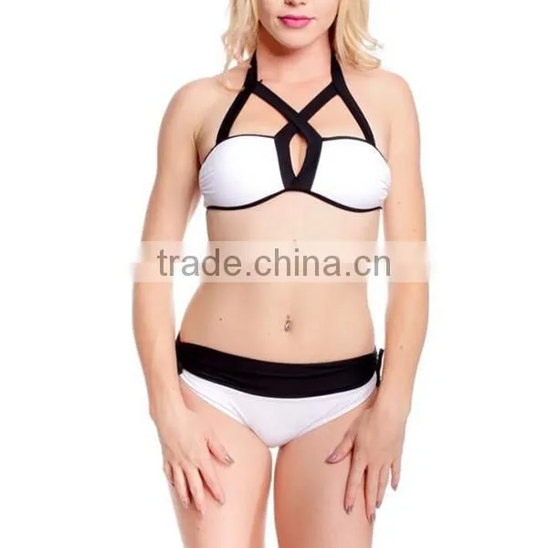 2017 classic black and white sexy string bikini