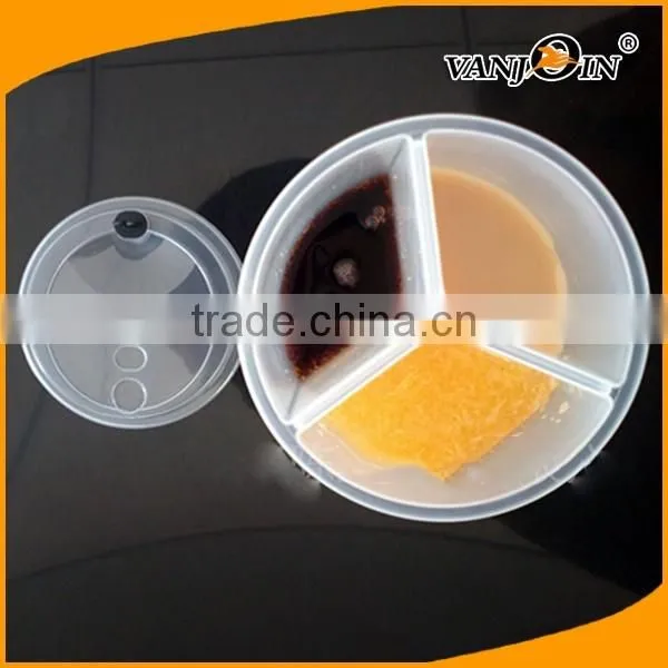 32 oz Plastic PP split boba tea cups with lid