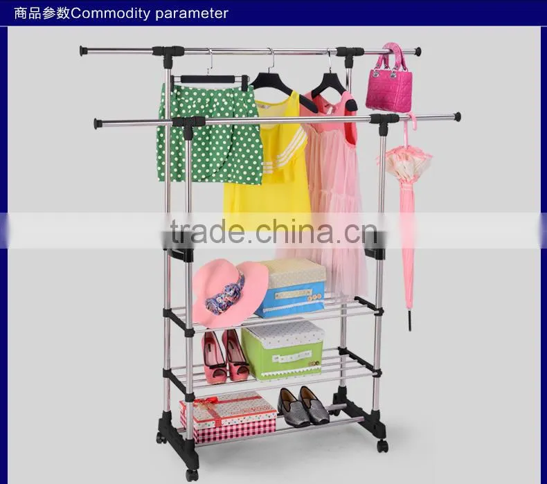 Telescopic double rols cloth dryer and rack with stoarage rack