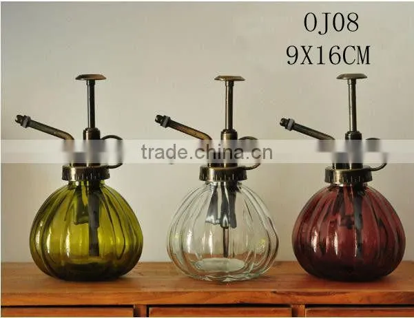 pumpkin shape glass spray bottle with plastic tap/watering can