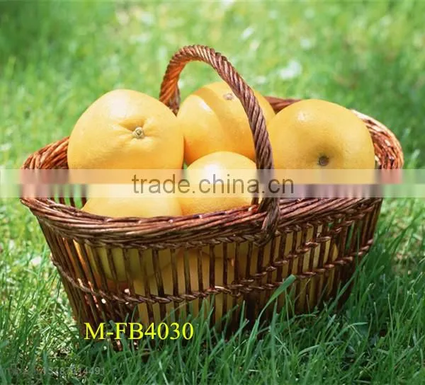 wholesale big cheap willow fruit basket with handle