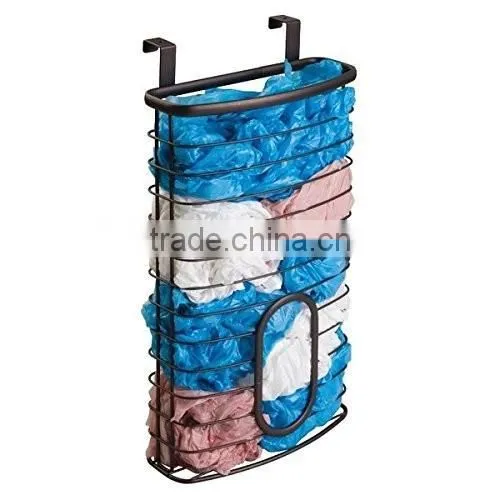 Over the Cabinet Kitchen metal Storage Holder for Plastic and Garbage Bags - black