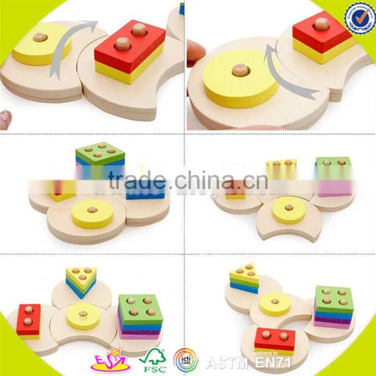 Wholesale funny kids wooden shape sorter blocks stacking toy hot sale baby wooden shape sorter blocks stacking toy W13D098