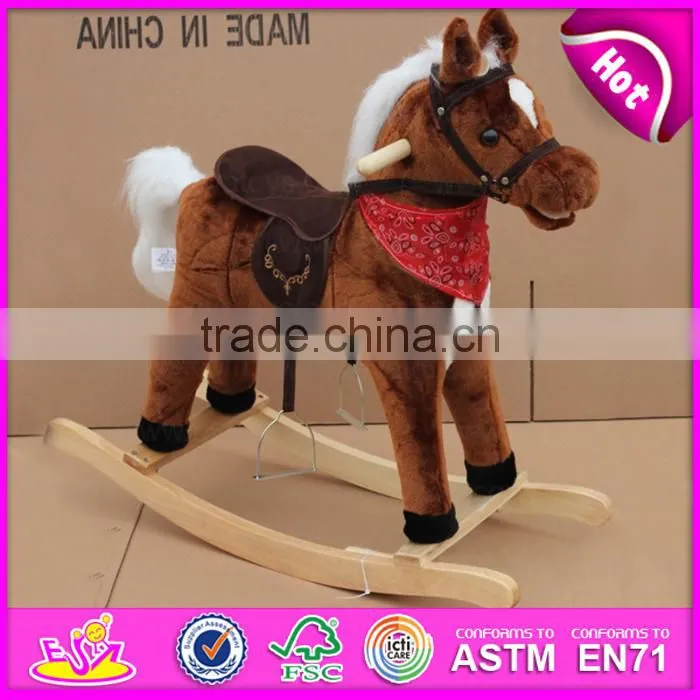 2016 wholesale fashion kids' wooden rocking horse toy, cheap wooden rocking horse W16D069