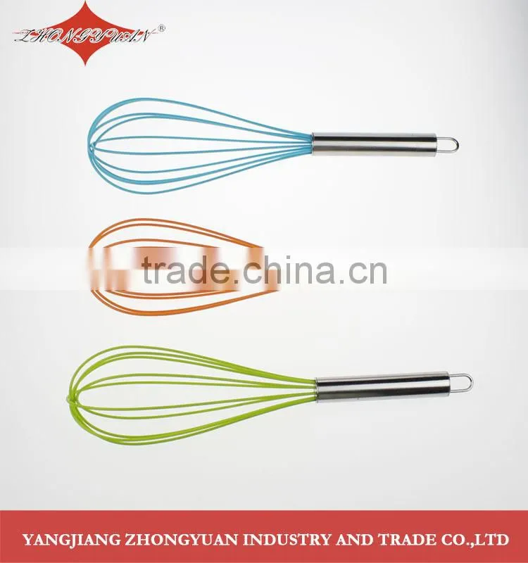 3 pieces stainless steel handle silicone coated egg whisk
