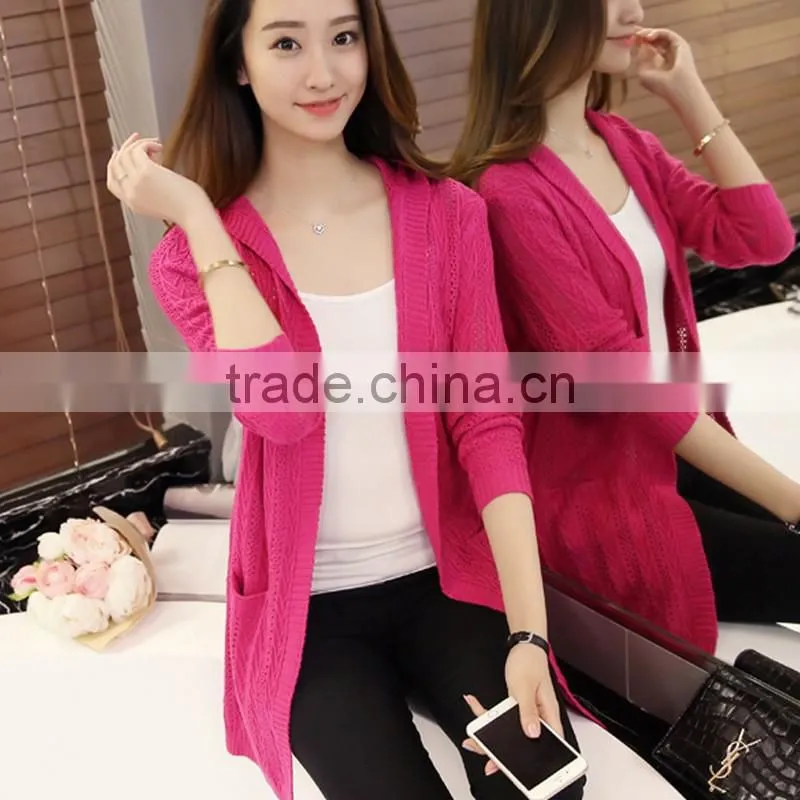 OEM Custom-Made hight quality ladies Button Down plain knitted Cardigan Sweater
