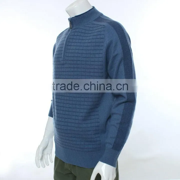 men pullover sweater with 1/4 zipper ,blue long sleeve wool sweater pullover,merino wool sweater