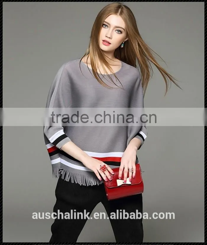 2016 summer loose oversized colorful combination striped t-shirt