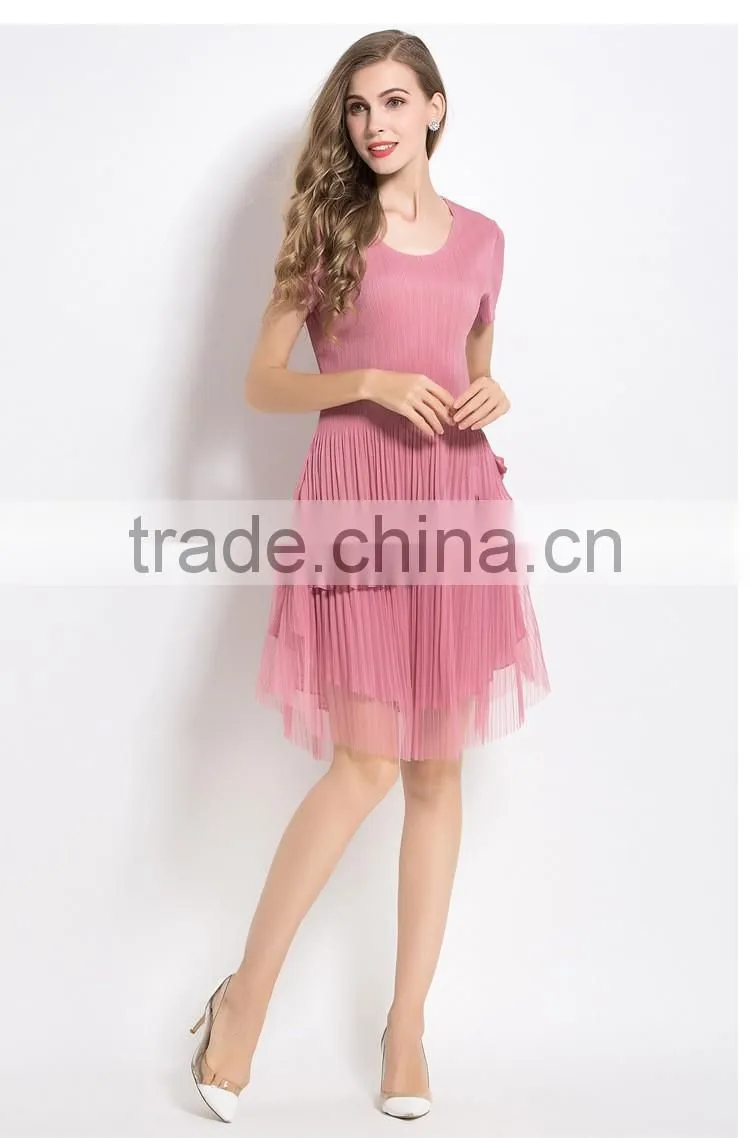 New style crumple shell 3d flower splicing dresses for woman