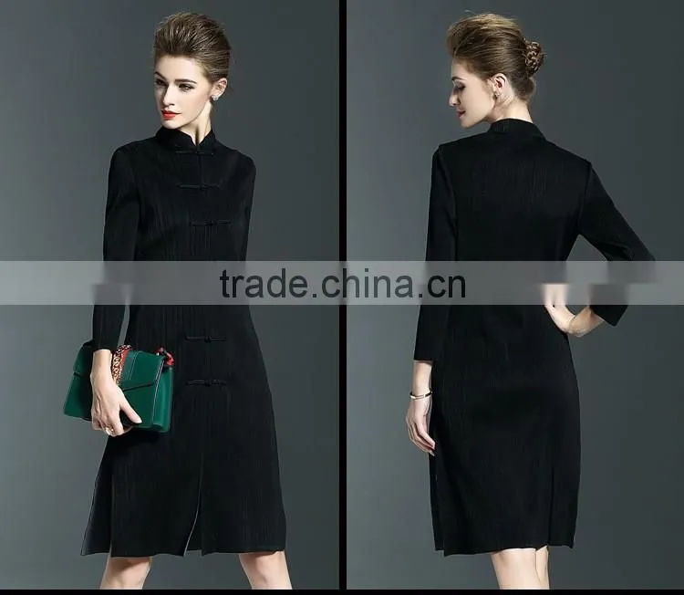 2017 new slim plicated cheongsam one piece dresses
