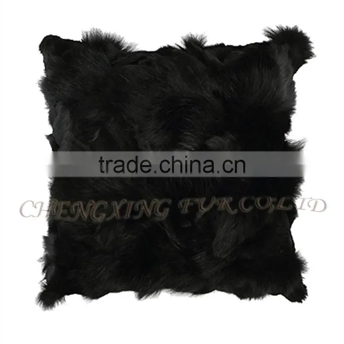 CX-D-101B Home Decoration Pillow Patchwork Real Fox Fur Cushion Cover