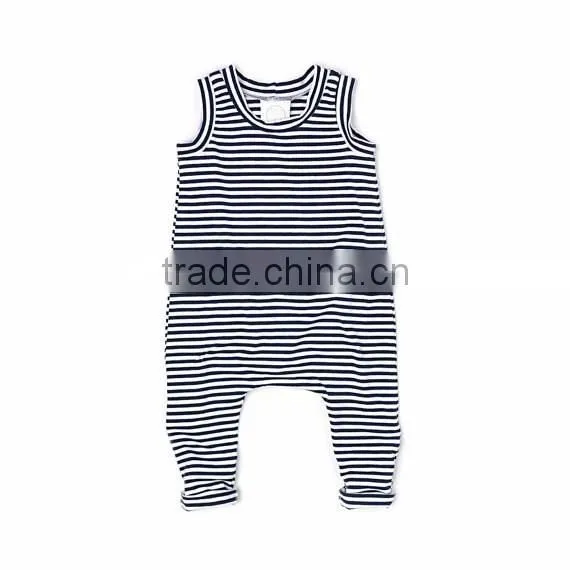 Boutique Baby Clothes 100% Cotton Navy Stripe Unisex Romper For New Born Baby