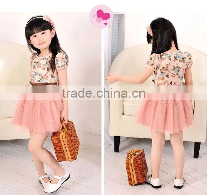 Free shipping new Girls Baby Kids Toddlers Summer Floral Print dress Bow sleeveless long sleeve Tutu Dress children's clothing