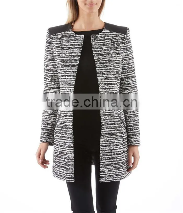 latest brushed checked ladies plaid winter coat