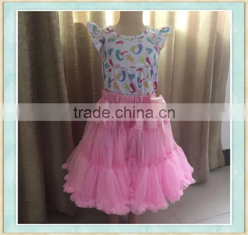 Stock Sell style girl wholesale Chiffon Fluffy Tutu Pettiskirt/kids mini dance tutu girls casual white skirt