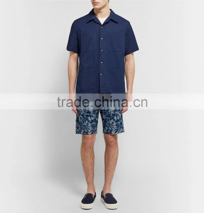High Quality Whole Through Floral Prints One Button Closured Chino Shorts for Men