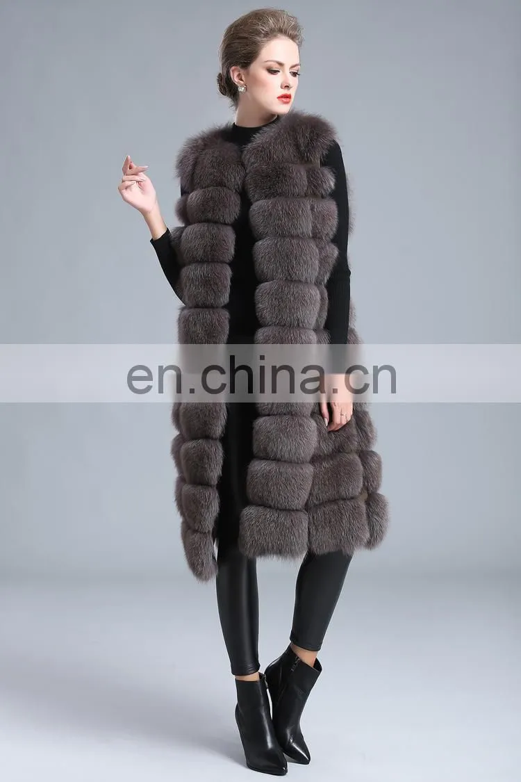2016 Fashion Genuine Real Fox Fur Vest Women's Long Fox Fur Vests