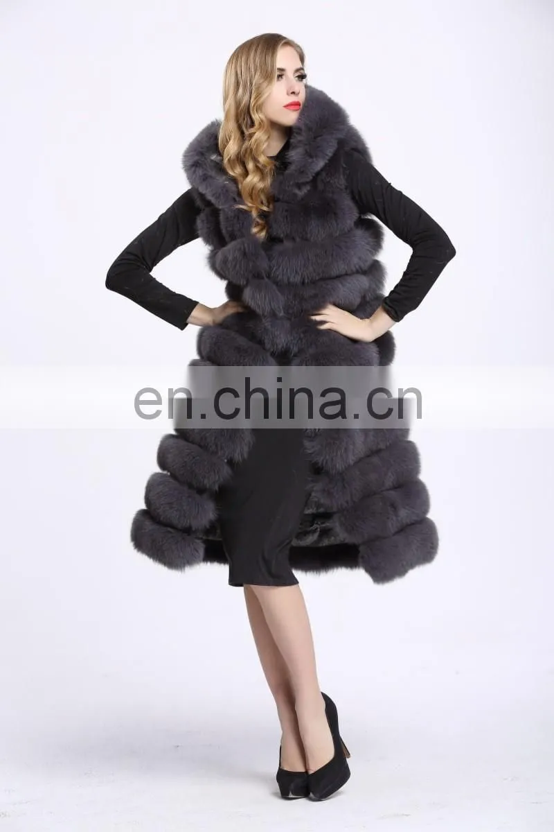 2016 Winter Genuine Fur Vests China Cheap Long Fur Vest Real Fox Fur Vest
