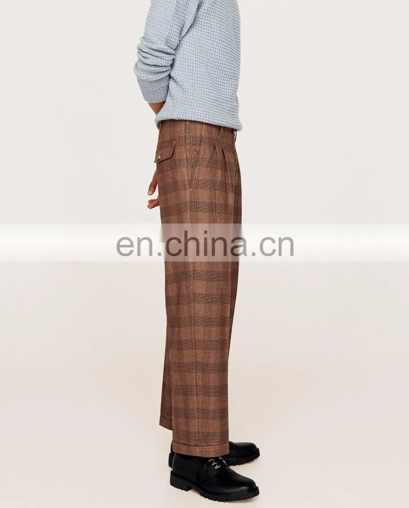 OEM Service Custom High Quality Pants Fashion Checked Mens Trousers
