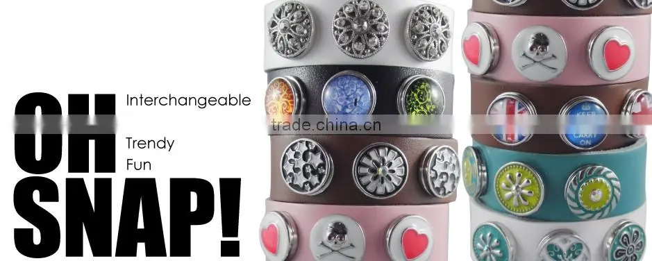 2015 new products leather snap botton natural stone bracelet
