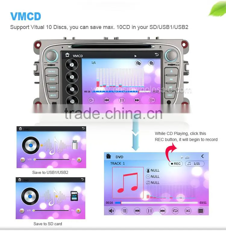 Erisin ES7608M 2 Din 7 inch Car Stereo System GPS for Mondeo Galaxy
