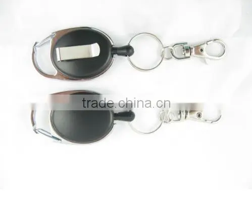Heavy Duty Retractable Key Reel-Recoil Cord Key Ring Pull Chain Belt Clip OVAL