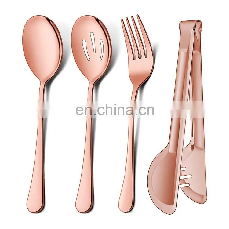 Wholesale 4pcs Cutlery Utensil Serving set Stainless Steel Cutlery Set Knife Fork Spoon Serving Flatware Set