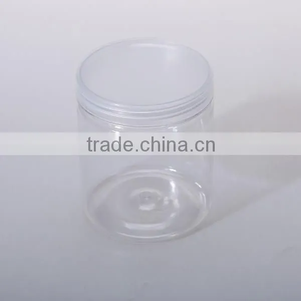 Hot selling PET plastic bottle/tins transparent plastic pot/food cans