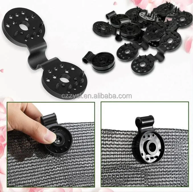 Shade Cloth Clips - Black Round Plastic Sun Shade Clip