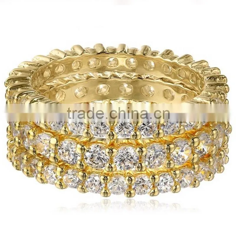 Three Sterling Silver Jewelry and Cubic Zirconia Stacking All-Around Wedding Bands