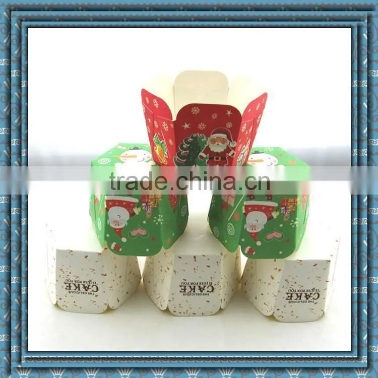 Christmas Hexagon shape high temperature muffin cup ,cake tray