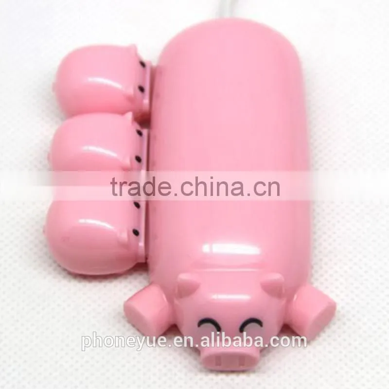 latest design usb 2.0 cut cartoon pig 3 port usb hub with card reader