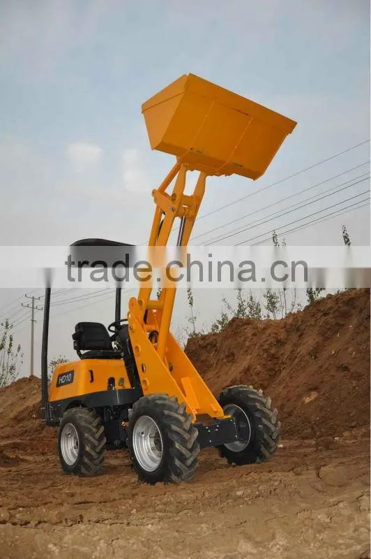 mini wheel loader 4wd,load 1.0ton,can change to dumper easily