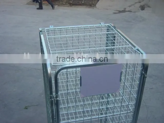 Folding Nestable Metal Roll Container Trolley with four wheels