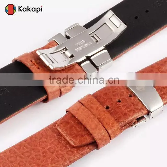 Kakapi Double Buckle Genuine Leather Watch Band Wrist Strap With Watchband Converter For 42MM Apple Watch MT-3914