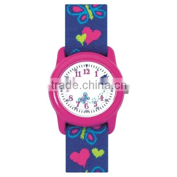 Fashion cute printed facbric nylon strap kid watch child wrist watch