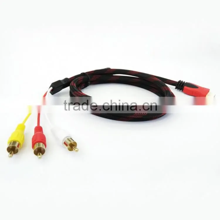 Factory customized 1.5m/5ft hdmi to av adapter cable for computer/monitor/projector/home theater