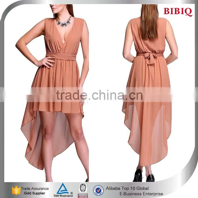 2016 latest fashion summer clothes women patchwork chiffon mixed color dress arabic evening dresses