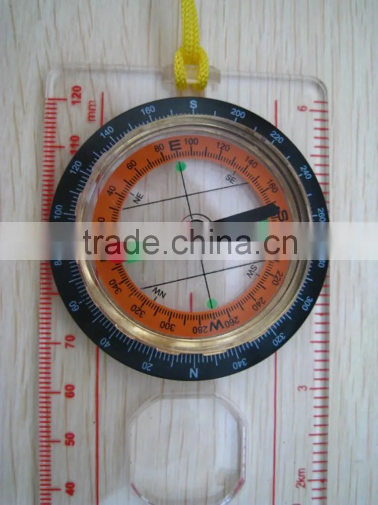 outdoor camping baseplate map compass with ruler and magnifier