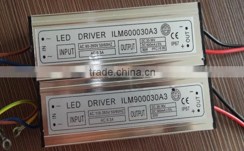 Hot selling waterproof constant current LED driver 600mA 30W
