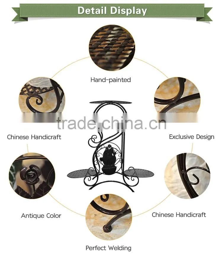 3 layers wrought iron planters round foldable plant stand