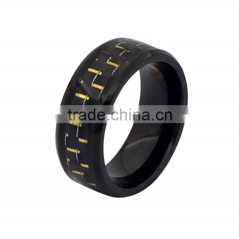 Black titanium carbon fibre mens ring,carbon wedding ring for men