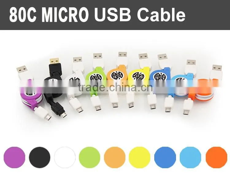 Greative Retractable Male to Male USB Cable Data&Charger Cable For Micro Phones