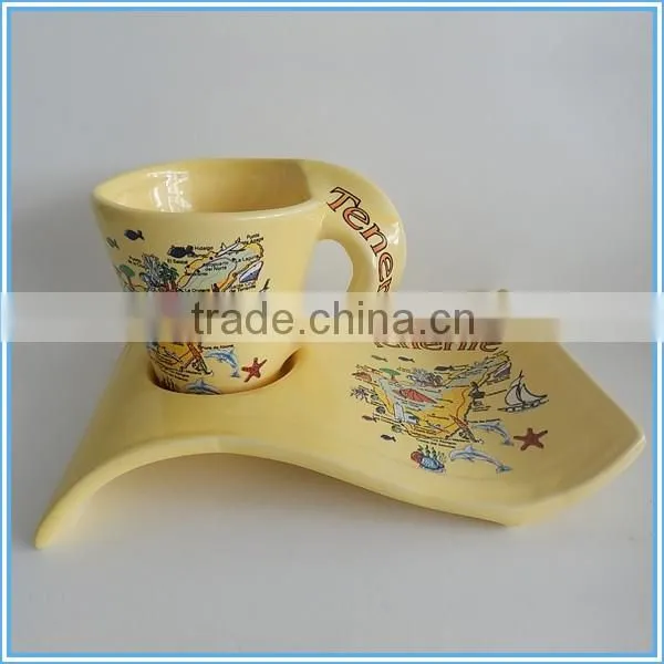 tourist souvenir ceramic snack plate and cup