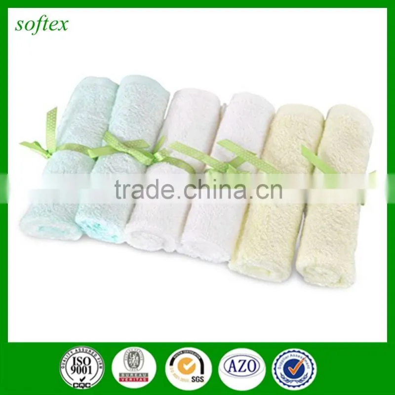 6 Pack 10"x10" soft custom baby bamboo washcloth wipes