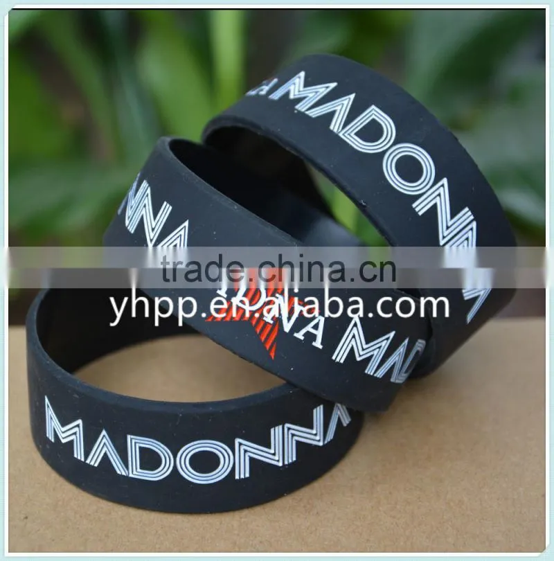 Custom Design MADONNA 1" Wide Filled in Colour Silicone Wristband Bracelet